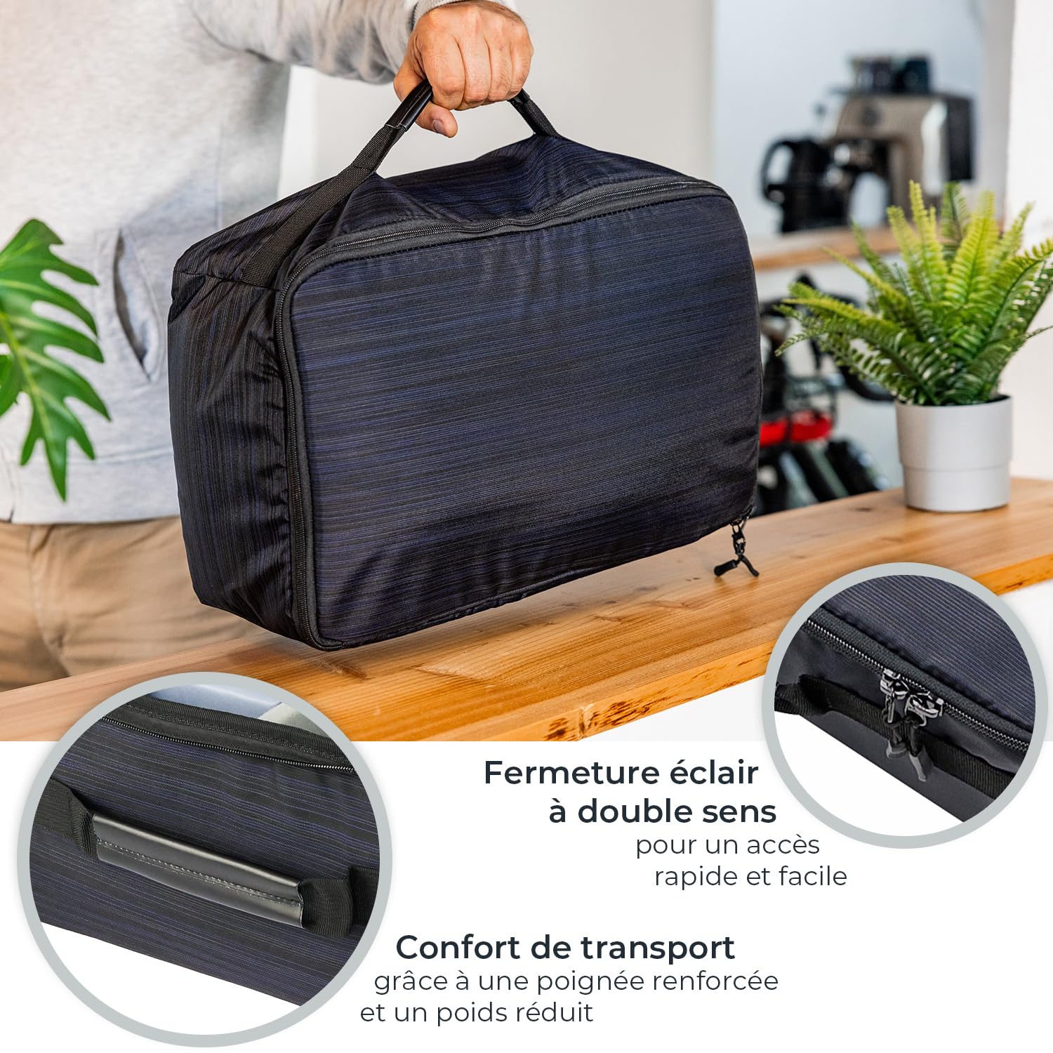 HMF Grande Sacoche Appareil Photo, Sac Photo rembourré à Compartiments modulables pour DSLR/Appareil Photo Reflex et Accessoires Photo | 44 x 28 x 18 cm | Noir