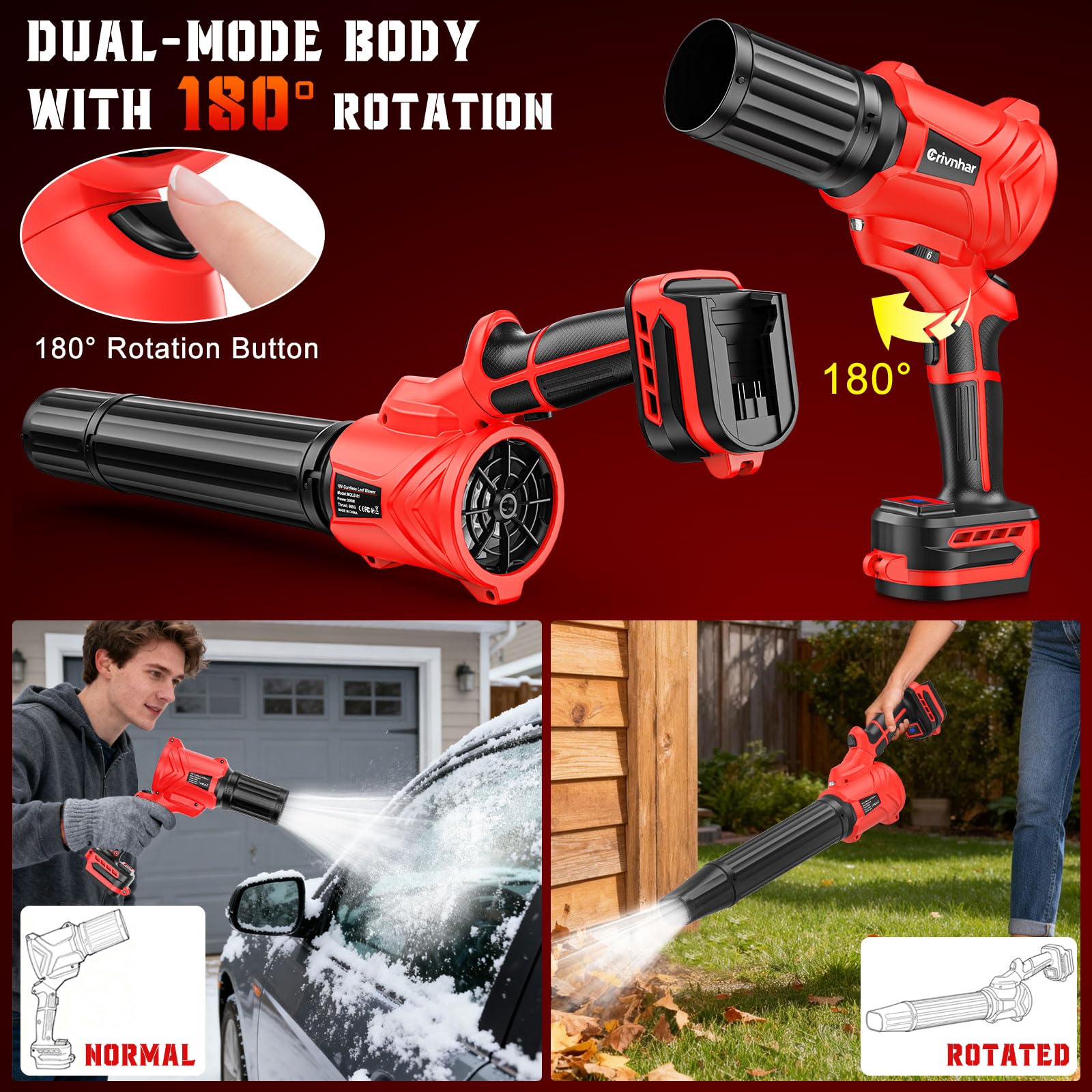 Souffleur à feuilles sans fil pour Milwaukee 18 V (sans batterie), souffleur d'air turbo portatif à 6 vitesses avec tête rotative à 180° et affichage de la puissance, mini souffleur portable pour