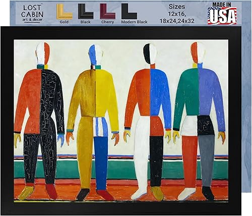 Miniatura 1 de Deportistas de cabaña perdida por Kazimir Malevich  Impresión enmarañada en marco plano negro  Reproducción de pintura de obras de arte finas