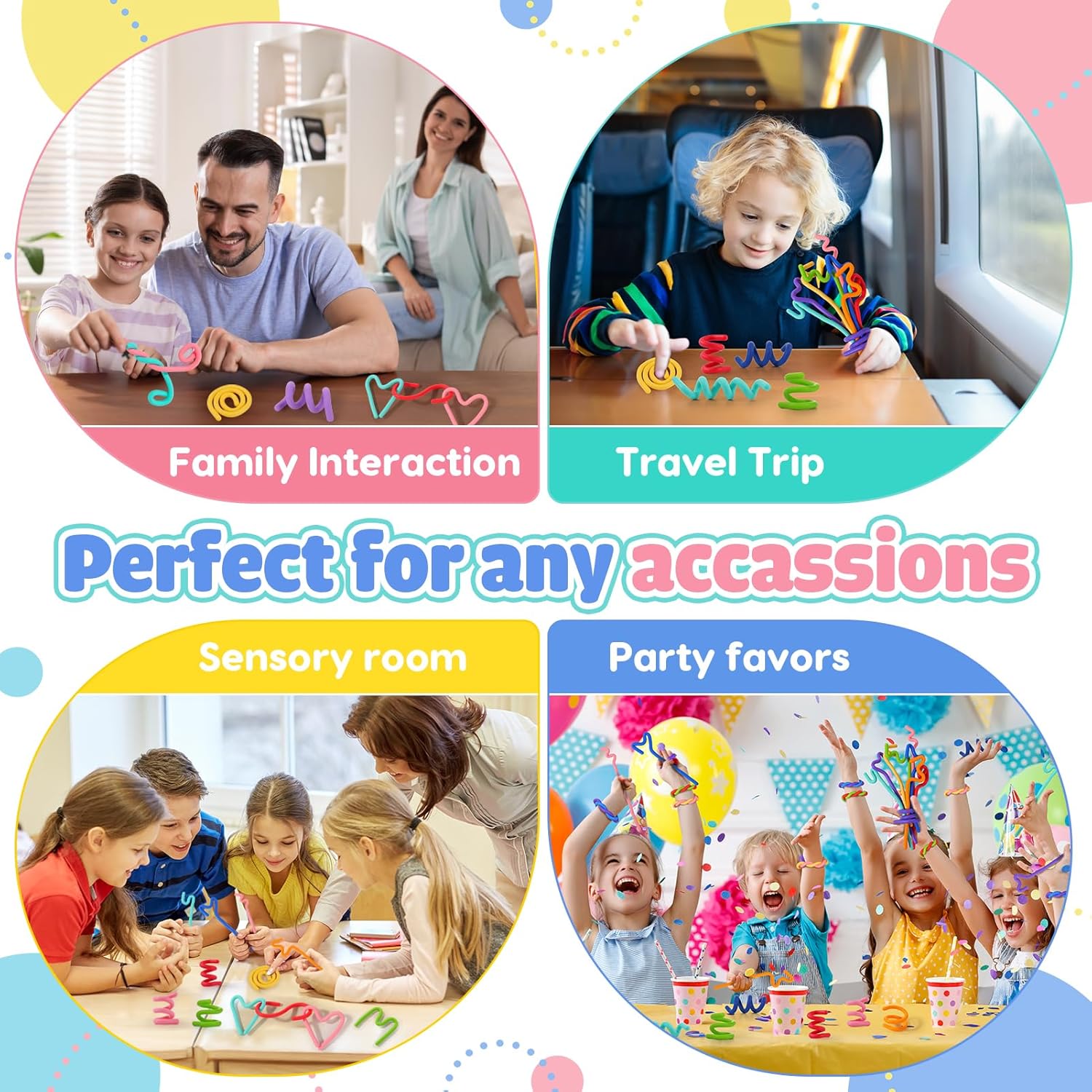 Sensory Toys Fidget Sticks for Kids: 8 Pack Creative Silicone Fidget Sticks - Sensory Toys for Autism ADHD Stress Relief - Quiet Desk Fidgets for Classroom Prizes - Calm Down Travel Airplane Toys