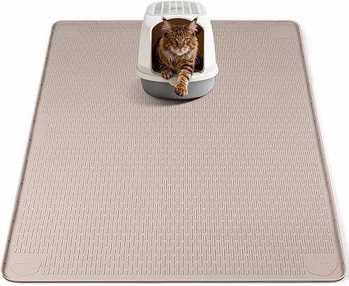 Miniatura 9 de Alfombrilla para Arena de Gatos, Extra Grande de 40" x 28" Alfombrilla de Silicona Alfombrilla Atrapa Arena para Control de Dispersión, Suave en las