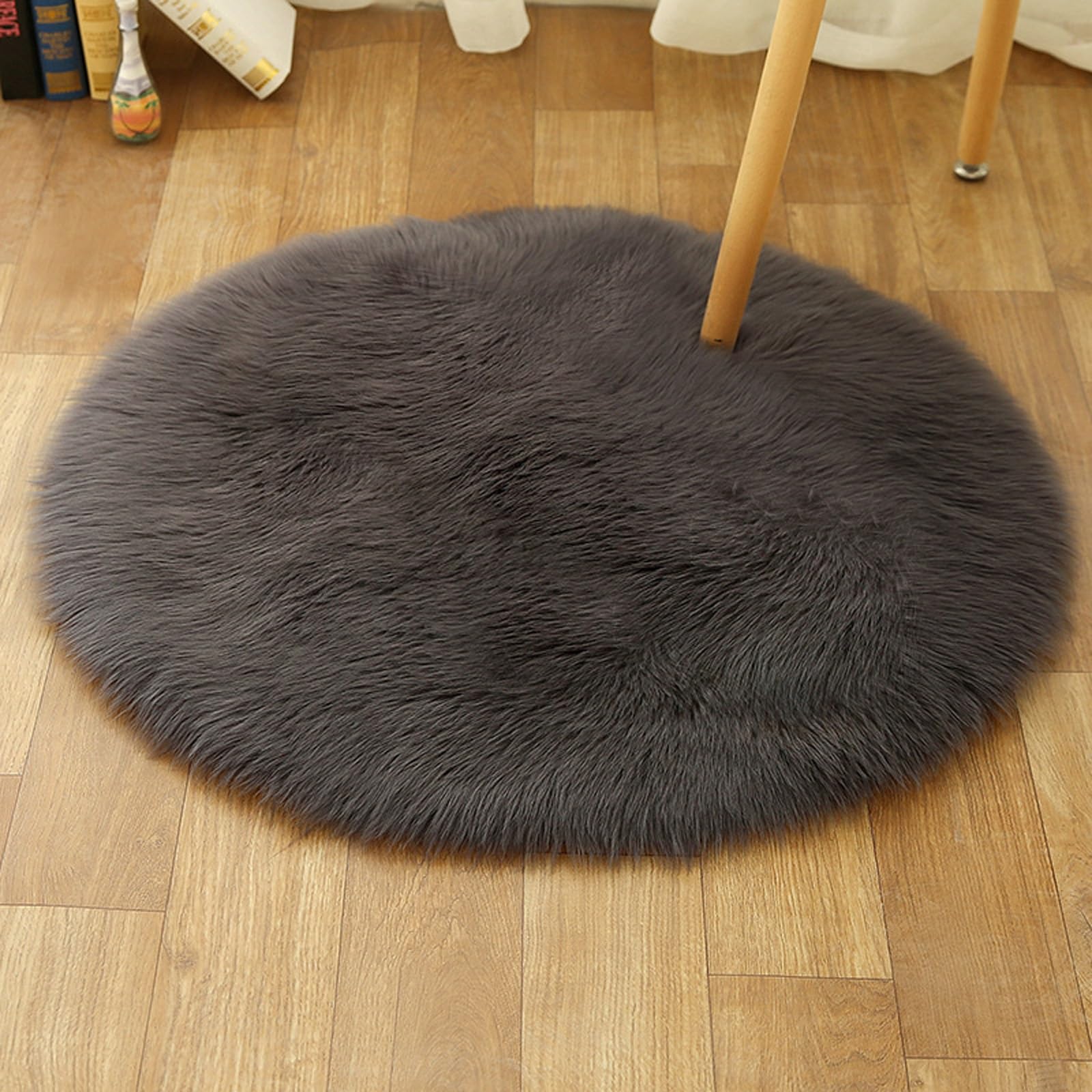 Tapis circulaire moelleux en fausse fourrure de qualité supérieure