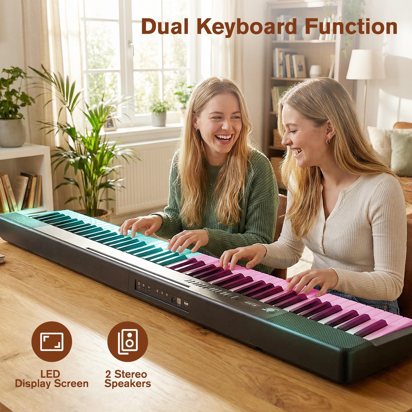 UMOMO Pianoforte digitale pieghevole a 88 tasti con tasti illuminati, pianoforte a tastiera semi-pesata full size con MIDI, pianoforte portatile elettrico per principianti con pedale sustain, borsa
