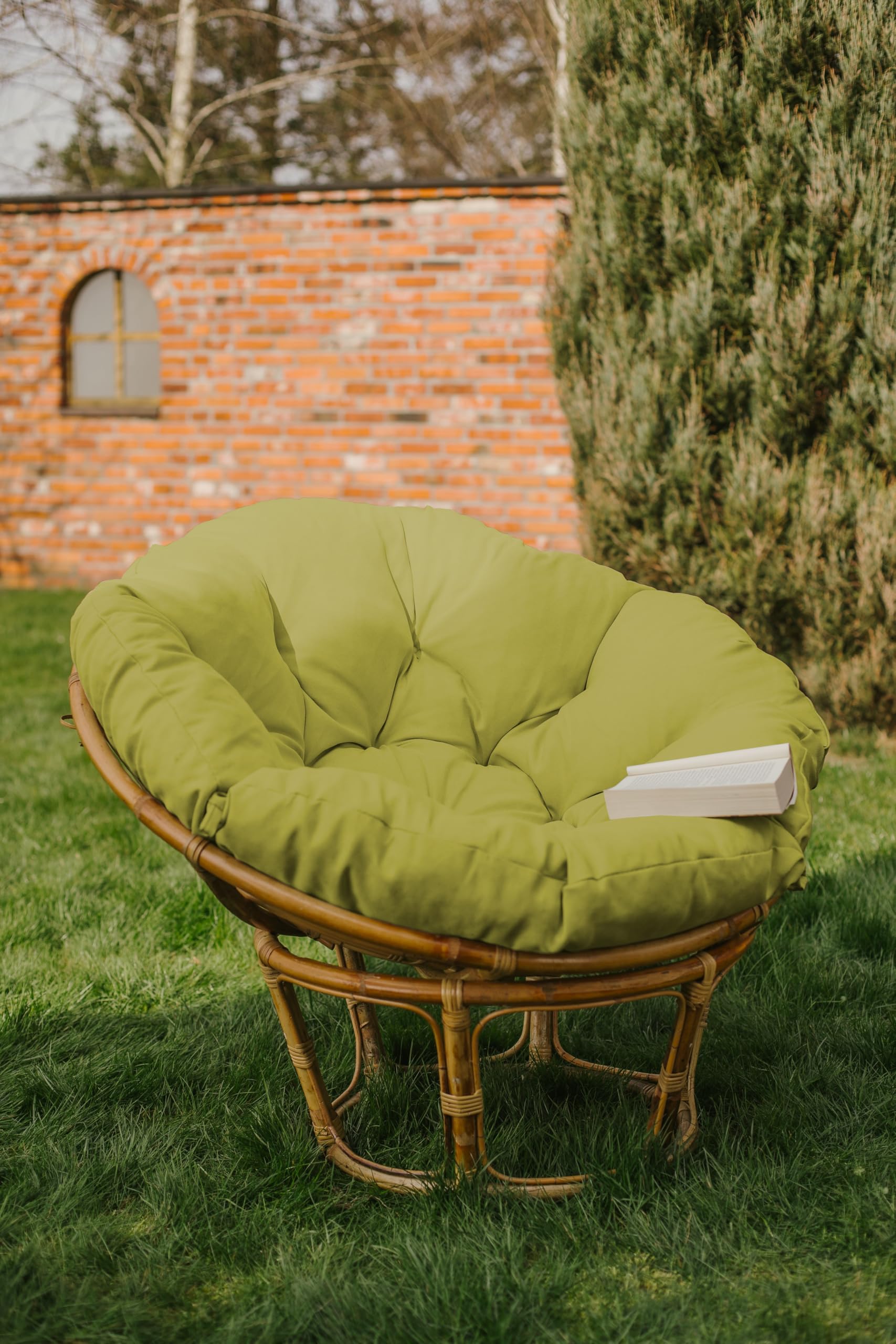 chilly pilley Coussin Rond pour Papasan Coussin De Fauteuil Jardin Coussin De Siège Matelassé avec Boucles (100cm, Vert)