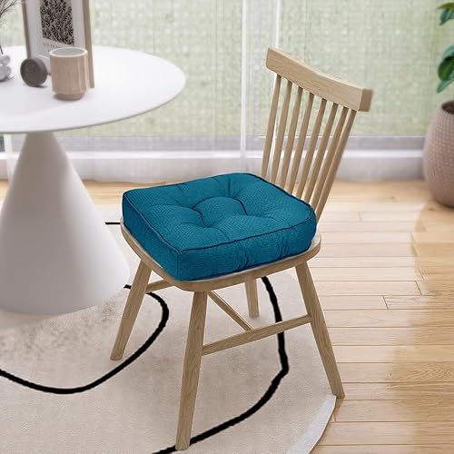 Miniatura 7 de Cojines para silla, cojines antideslizantes con doble ribete para sillas de comedor, paquete de 4, cojines de asiento copetudos para sillas de