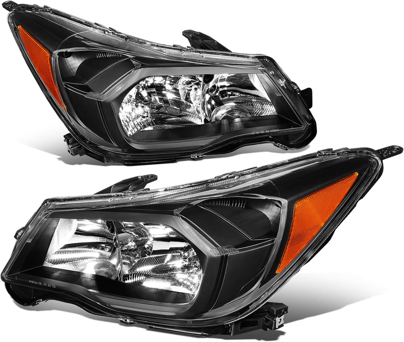 Auto Dynasty Factory Style Halogen Headlights Assembly Compatible with Subaru Forester SJ 2014-2016, Driver and Passenger Side, Black Housing Amber Corner