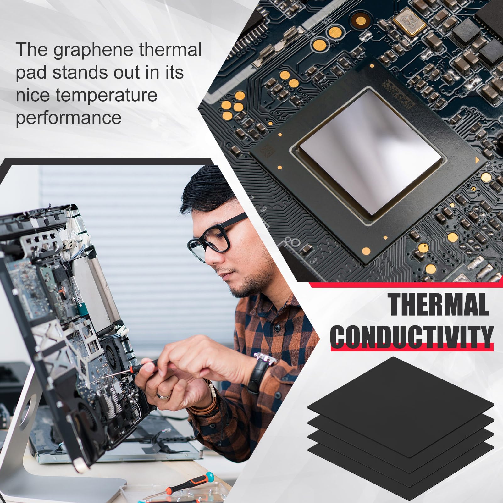 Threlaco 40 almohadillas térmicas de grafeno de 38 x 38 mm, alta conductividad, alternativa de pasta de CPU