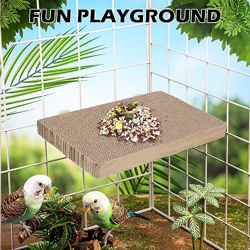2Pcs Cardboard Parrot Perch, 12" Parakeet Bird Toys to Play, Big Stand Platform Perches for Finches & Cockatiels, Stress Relief & Beak Cleaning Paw Grinding Stand Platform