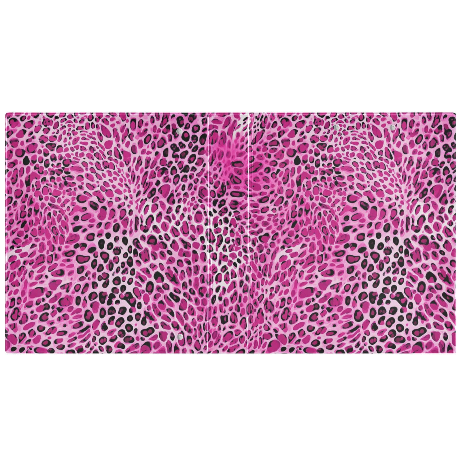 Raccoglitore con copertina rigida a 3 anelli, con stampa leopardata, 3,8 cm, con appunti e tasche, raccoglitore a 3 anelli, resistente, per ufficio e scuola, contiene 200 fogli, confezione da