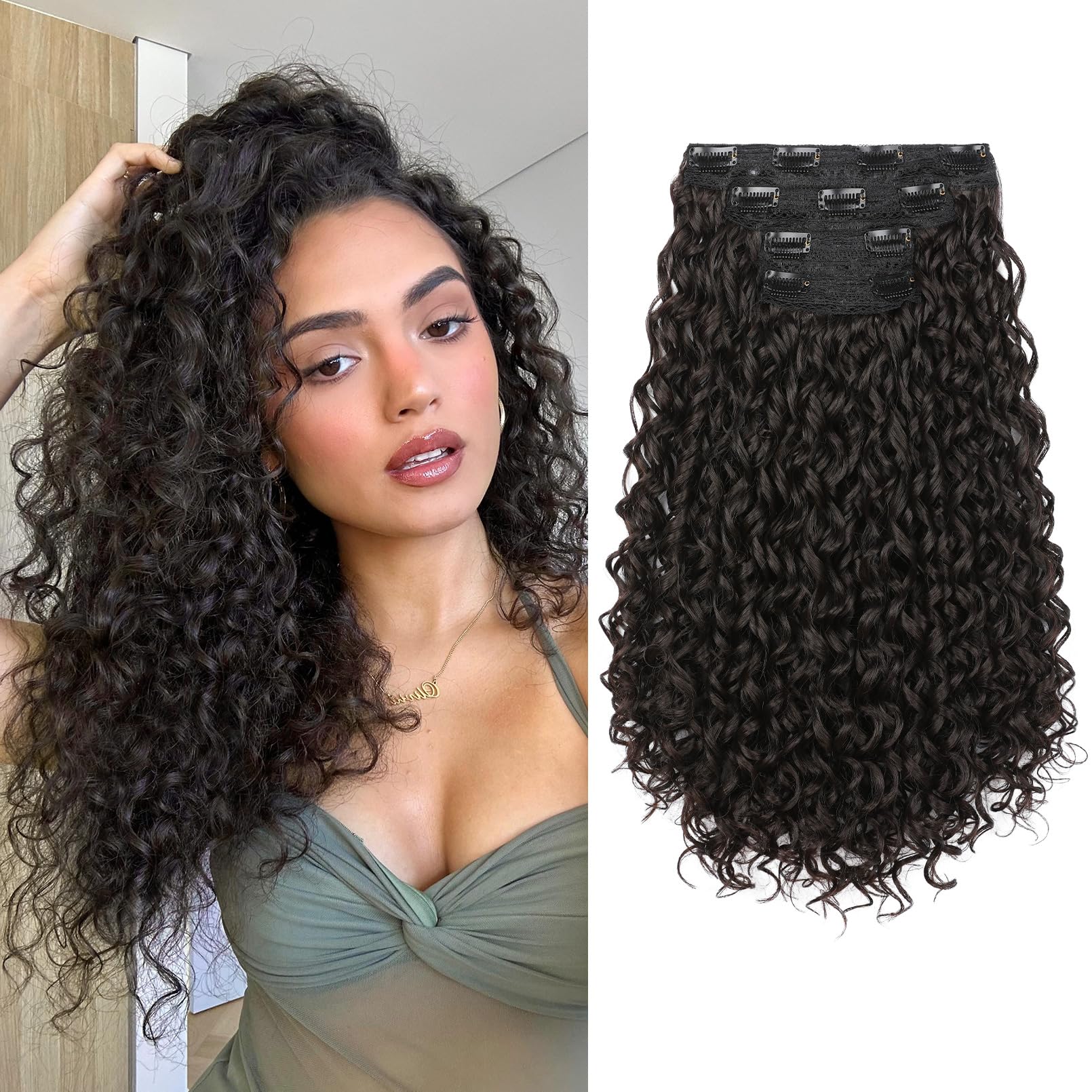 増毛セット Amazon.com : FLUFYMOOZ Clip in Hair Extensions, 18'' 4PC 100