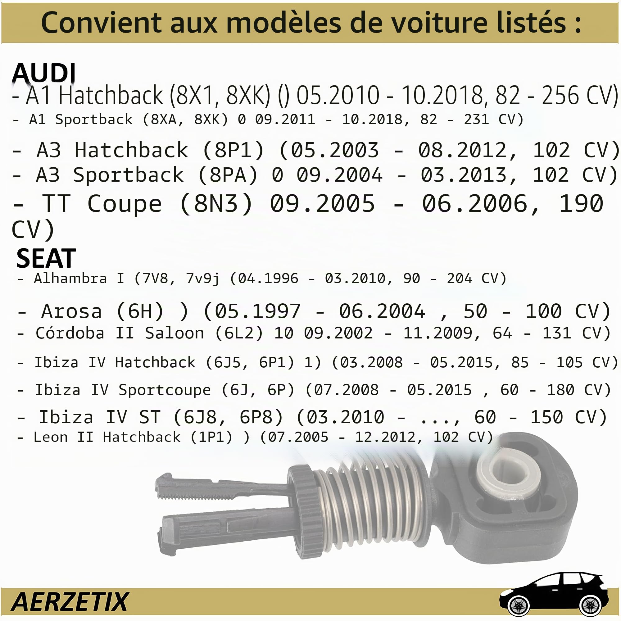 AERZETIX - C66792 - Tirette à câble, boîte de vitesse manuelle - pour véhicules avec tirette de câble pour changer de vitesse - compatible avec numéros OE 1J0711761C