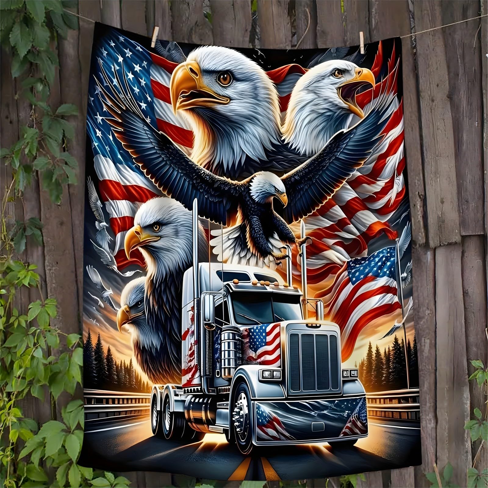 Couverture polaire en flanelle lavable et chaude motif aigle pour canapé