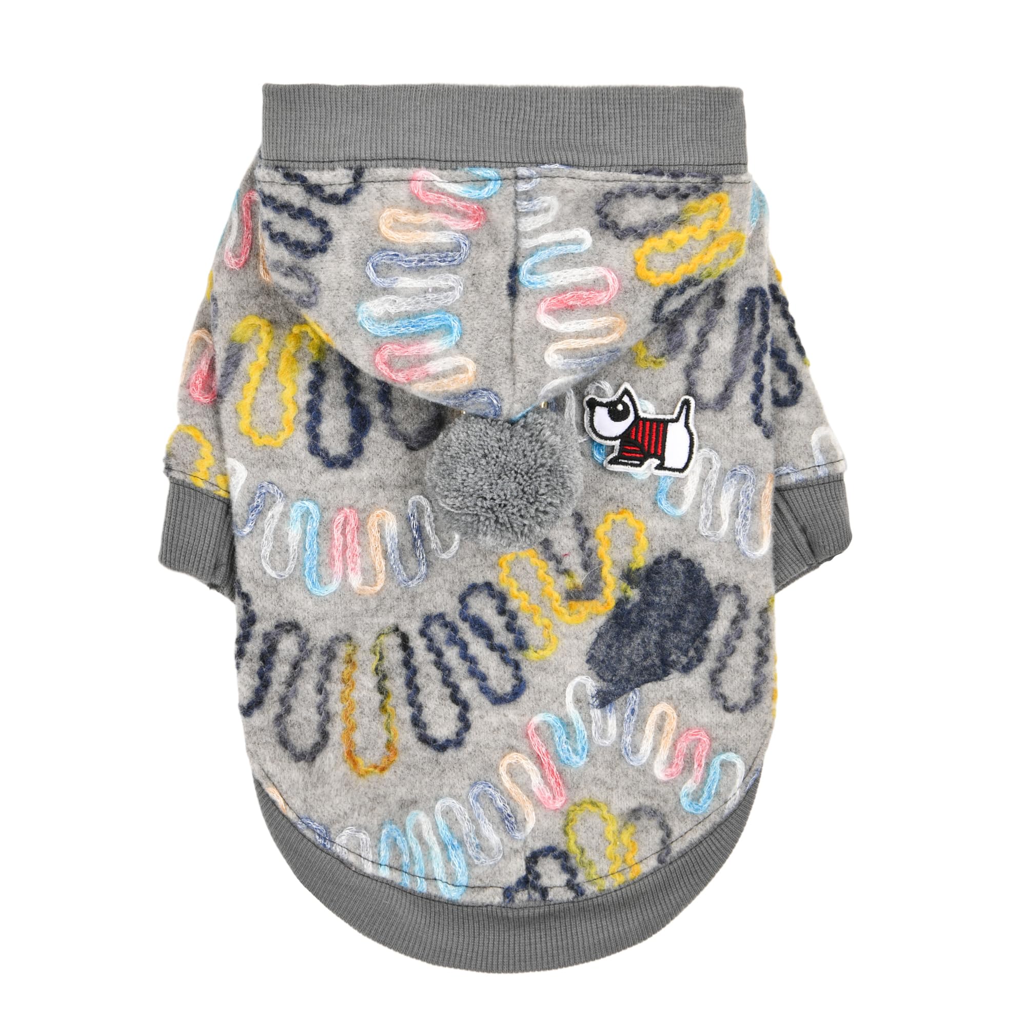 Puppia Rory Cute Winter Hooded Fleece Shirts with Integrated Harness for Small and Medium Dogs, Melange Grey, Large