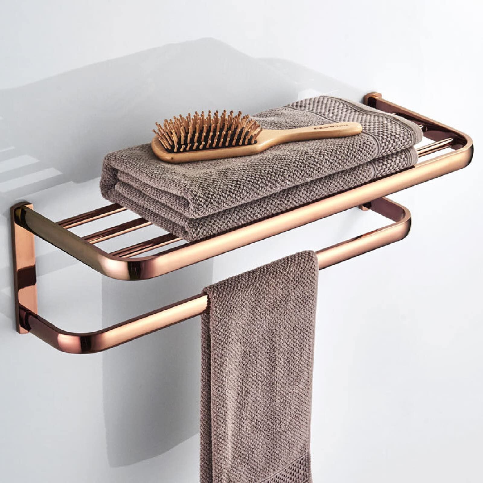 Toallero de baño de caja pequeña, toallero de baño de latón rosa dorado, toallero de toallero