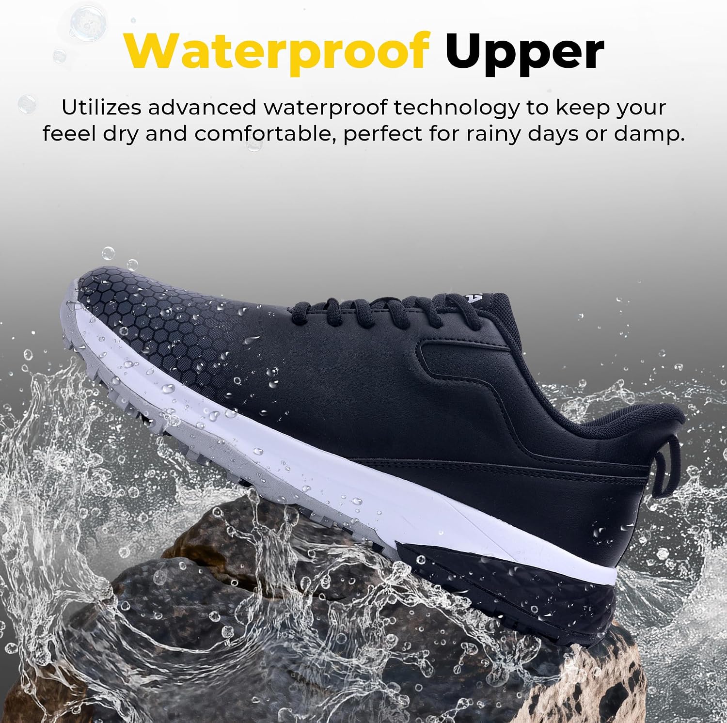 Men's Spiked Golf Shoes Slip-On Waterproof Non-Slip Lightweight Outdoor Walking Shoes for Golfers Footwear US Size 7-12
