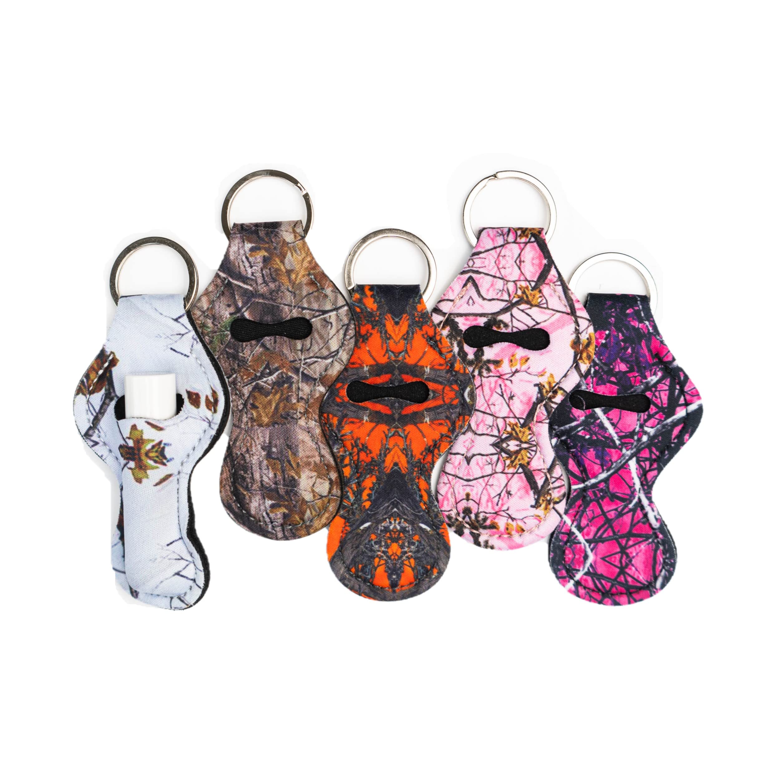 Chapstick Keychain Holder - Neoprene Lip Balm Keychain Holder to Match Wristlets - Multicolor Print Patterns - 4 in