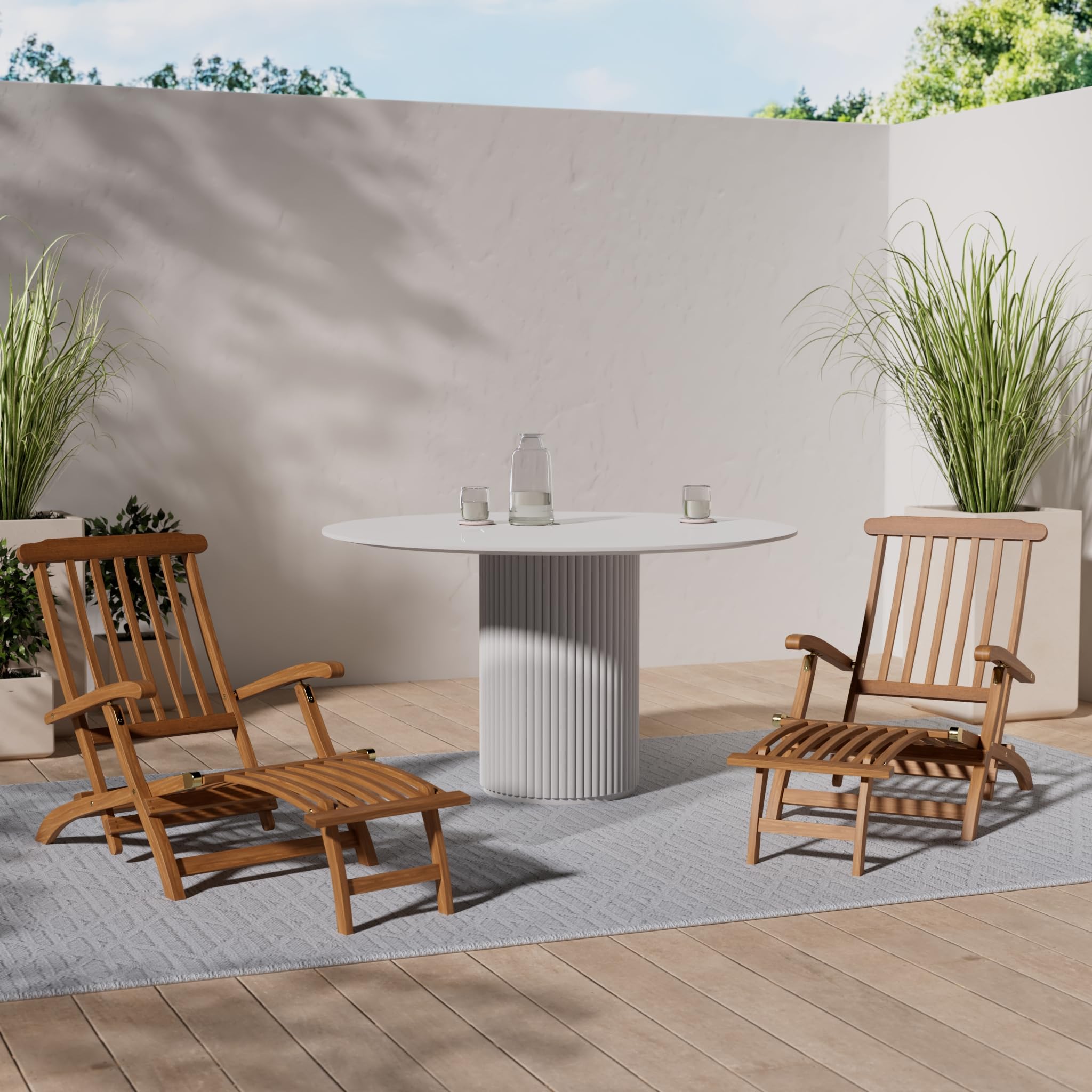 Deckchair Maine mit Fussteil aus Eukalyptus Hartholz, FSC®-zertifiziert