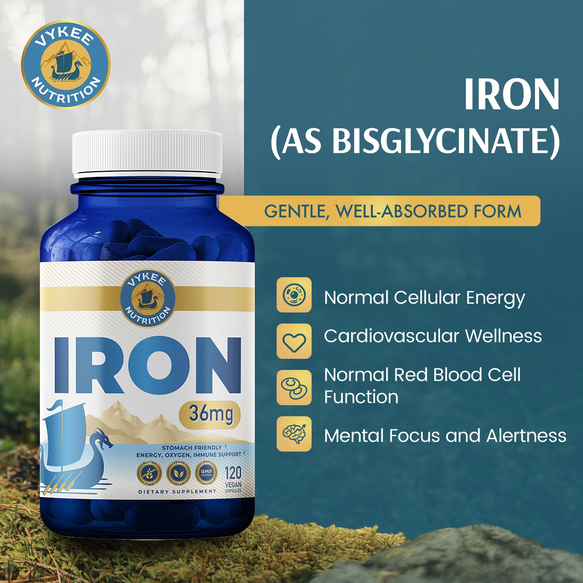 Vykee Nutrition Iron Bisglycinate for Men and Women, 36 mg — Amazon image 2