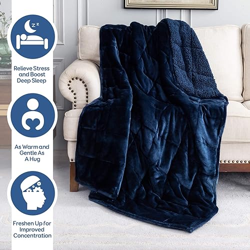 Miniatura 2 de Cottonblue - Manta con peso de vellón para adultos, manta pesada de doble cara ultrasuave y acogedora, tamaño Queen, 15 libras, 60 x 80 pulgadas,