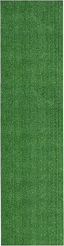 Miniatura 9 de Ottomanson Alfombra de Césped Artificial Falso de 6 pies 6 pulgadas x 24 pies - Césped Realista con Protección UV - Perforada para Fácil Drenaje -