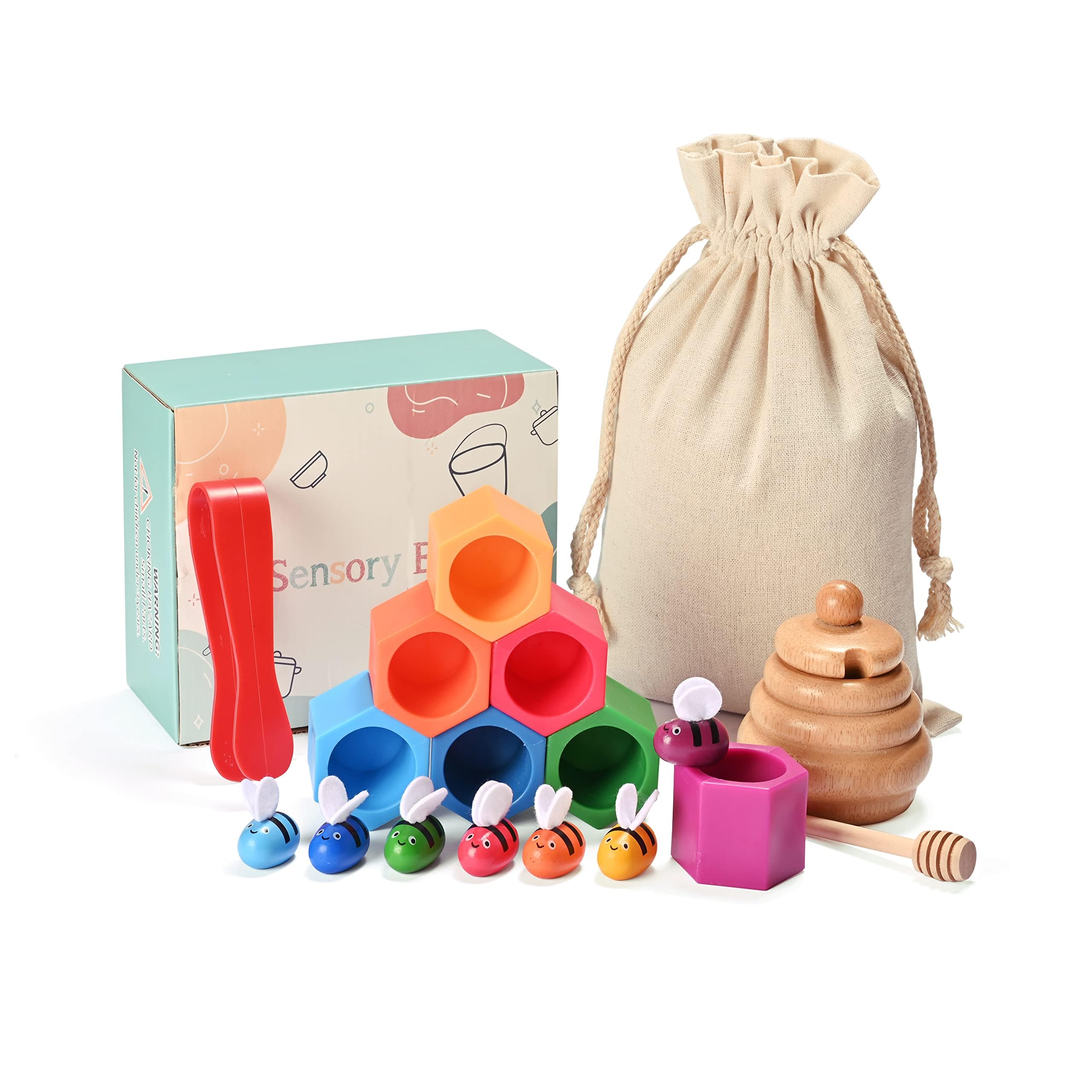 Giocattoli impilabili in legno per bambini piccoli, giocattolo a forma di alveare, giocattoli sensoriali Montessori per 3, 4 e 5 anni, giocattoli per abilità motorie, regalo educativo
