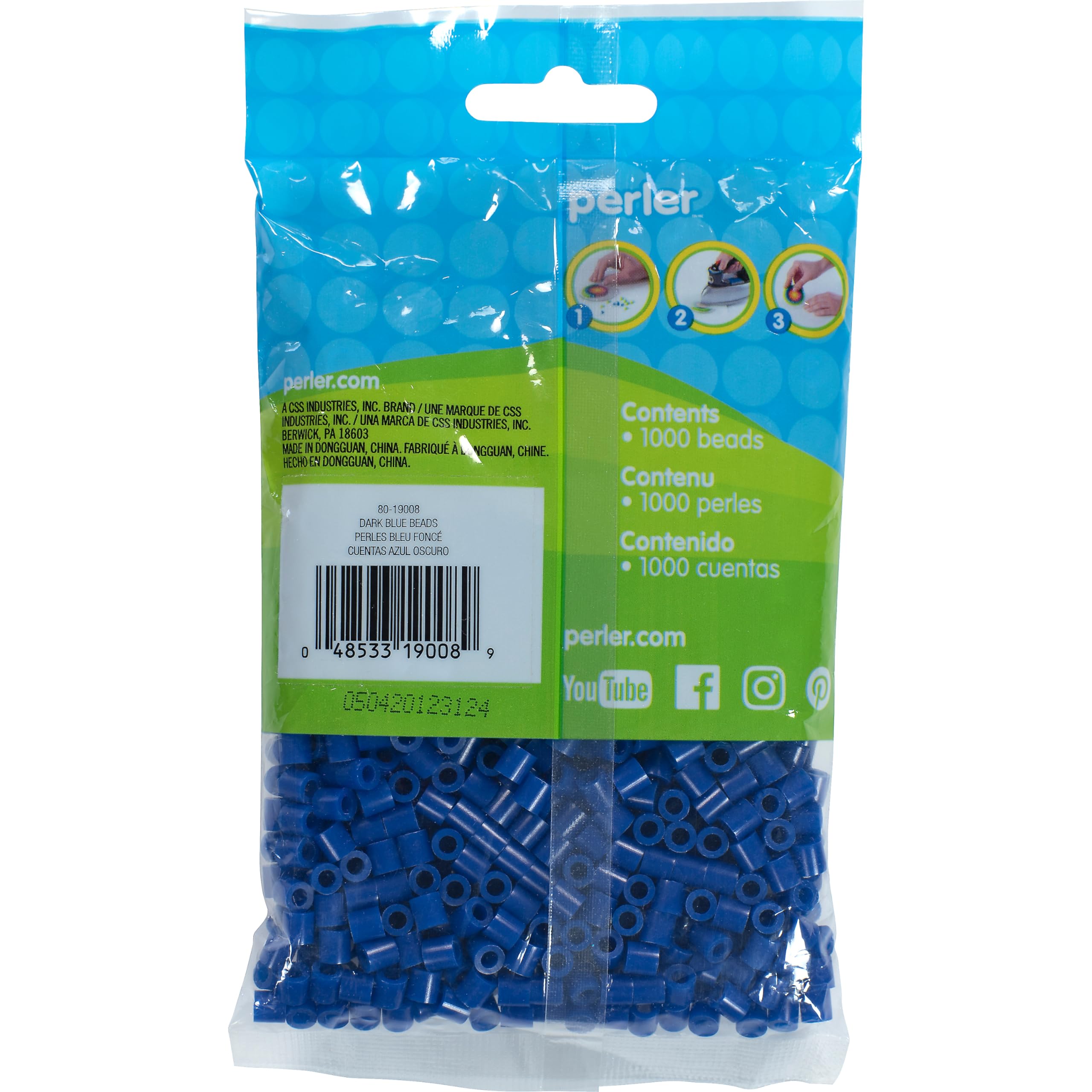 Perler 83-99788 Lot de 3 000 perles fusibles pour activités artisanales Bleu pastel, bleu clair et bleu foncé