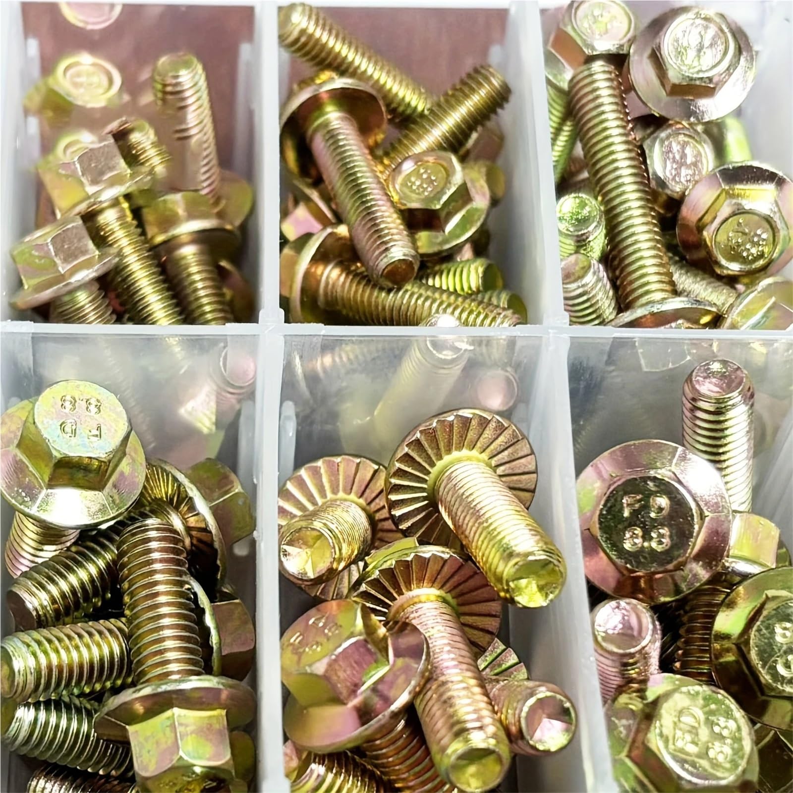 260 juegos de pernos y tuercas brida acero aleación grado 8.8: tornillos hexagonales métricos M5, M6, M8 con 14 tamaños comunes Juego de Tornillos y Tuercas