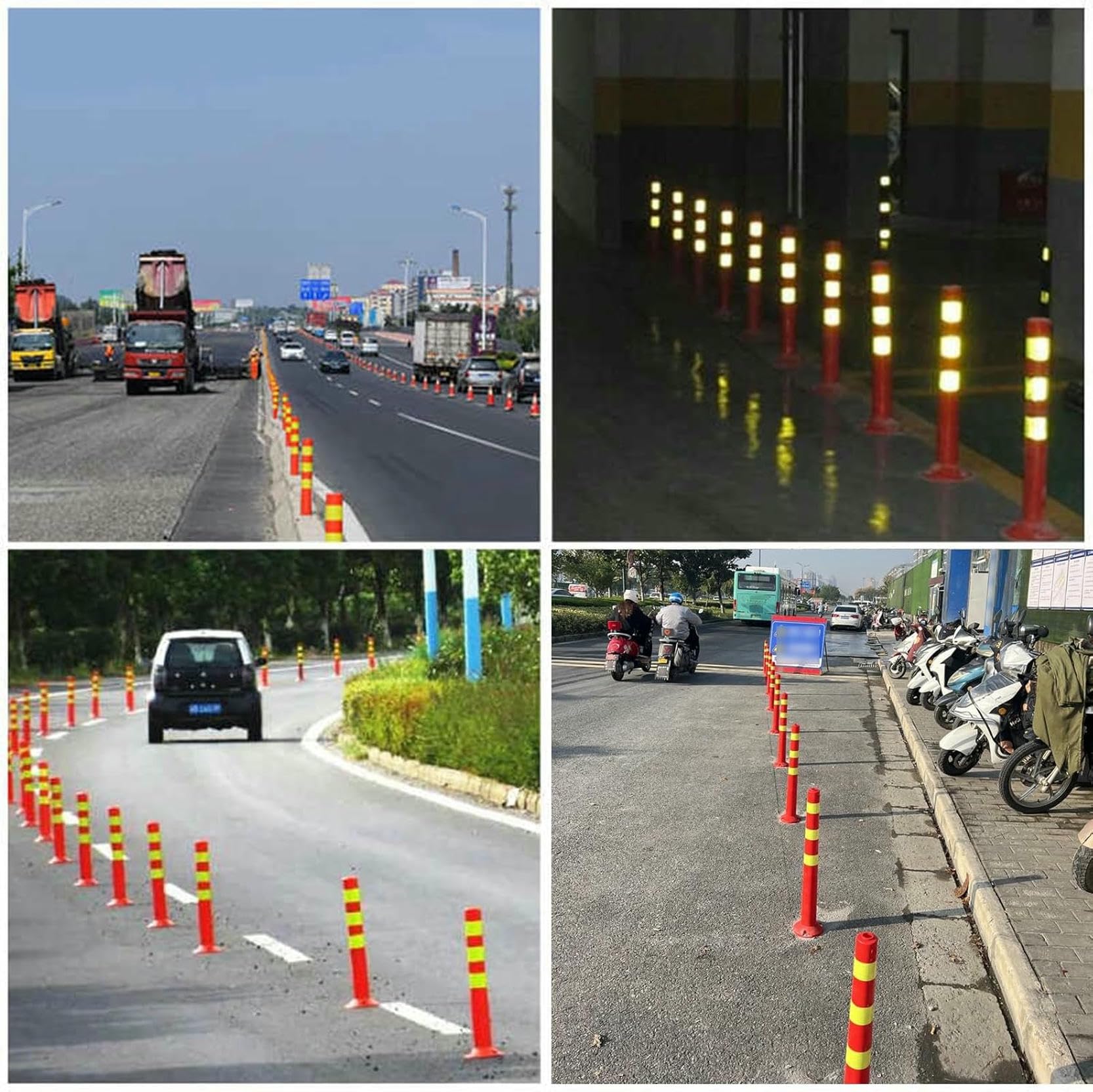 Conos de señalización Plegables para estacionamiento (2 Unidades), Poste de señalización Flexible con Bandas Reflectantes, Barrera de Advertencia para entradas.