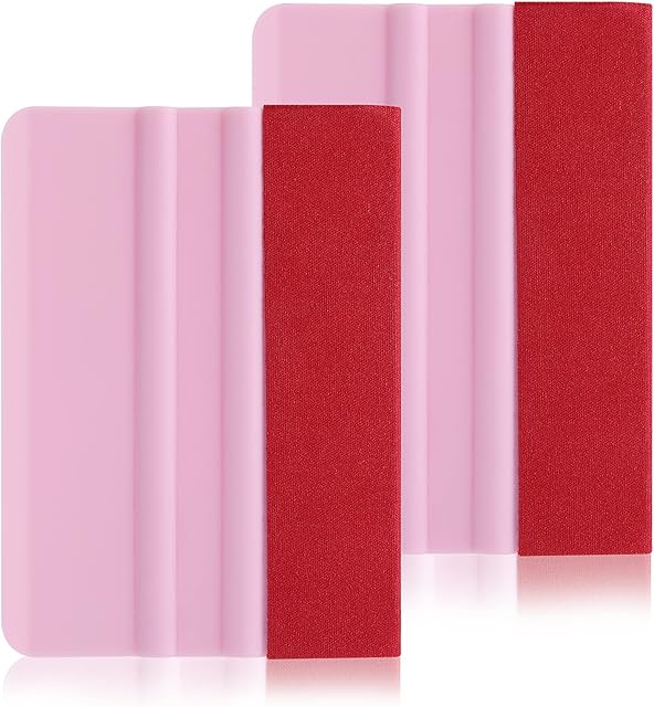 2 PCS Vinyl Squeegee Tool Felt Edge Squeegee Decal Squeegee Remove Bubbles,4 Inch Felt Squeegee Vinyl Scraper Tool with Soft Felt Cloth for Car Vinyl Wrap, Window Tint, Wallpaper, Decal Sticker