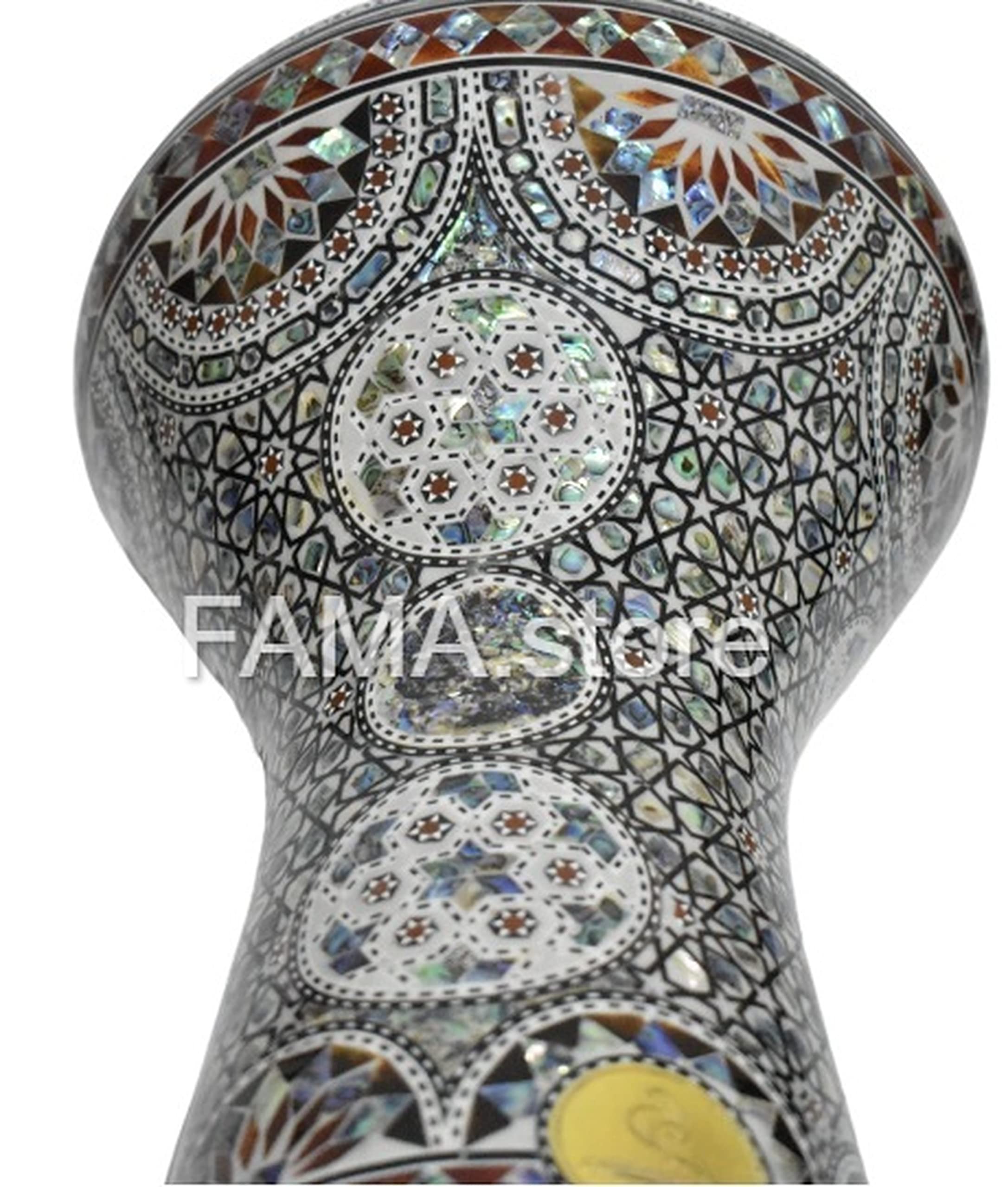 43,2 cm Drum Darbuka tabla doumbek madreperla Gawharet El Fan strumento musicale egiziano fatto a mano (perla blu) magia dell'Oriente)