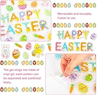 Vista 6 de Whaline Pegatinas de gel grueso para Pascua, huevos de Pascua, conejo, pollo, feliz Pascua, ventana, calcomanías para Pascua, niños pequeños, hogar