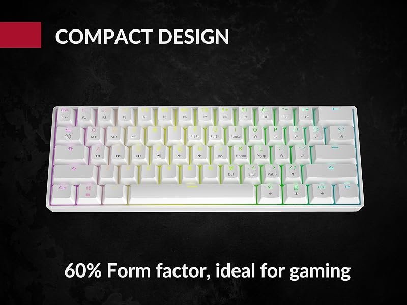 GK61 61 Gombos Mechanikus Gaming Billentyűzet RGB LED Háttérvilágítással - Gateron Optical Yellow, White