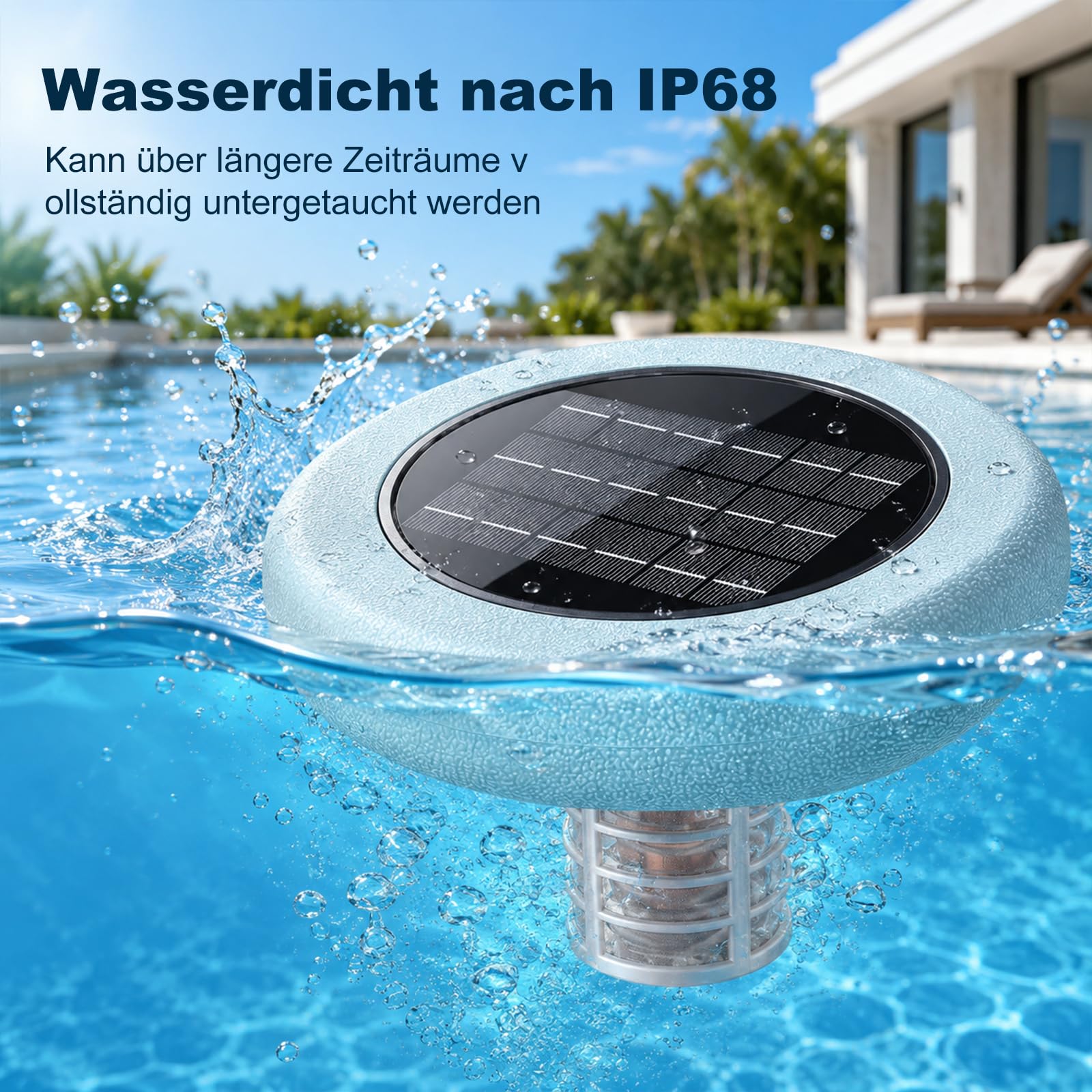 Solar Pool Ionisator, Kupfer Ionreiniger Pool, Hochreinem Kupferelement, bis 132,500 Liter, Hocheffiziente Reinigung, Wasserdicht, Dauerhaft, Schwimmender Reiniger für Pools