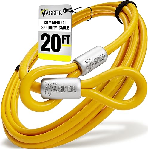 Miniatura 10 de Vascer Cable de seguridad comercial de 30 pies (12 pulgadas) con bucles, cable de seguridad de acero trenzado galvanizado para asegurar equipos de