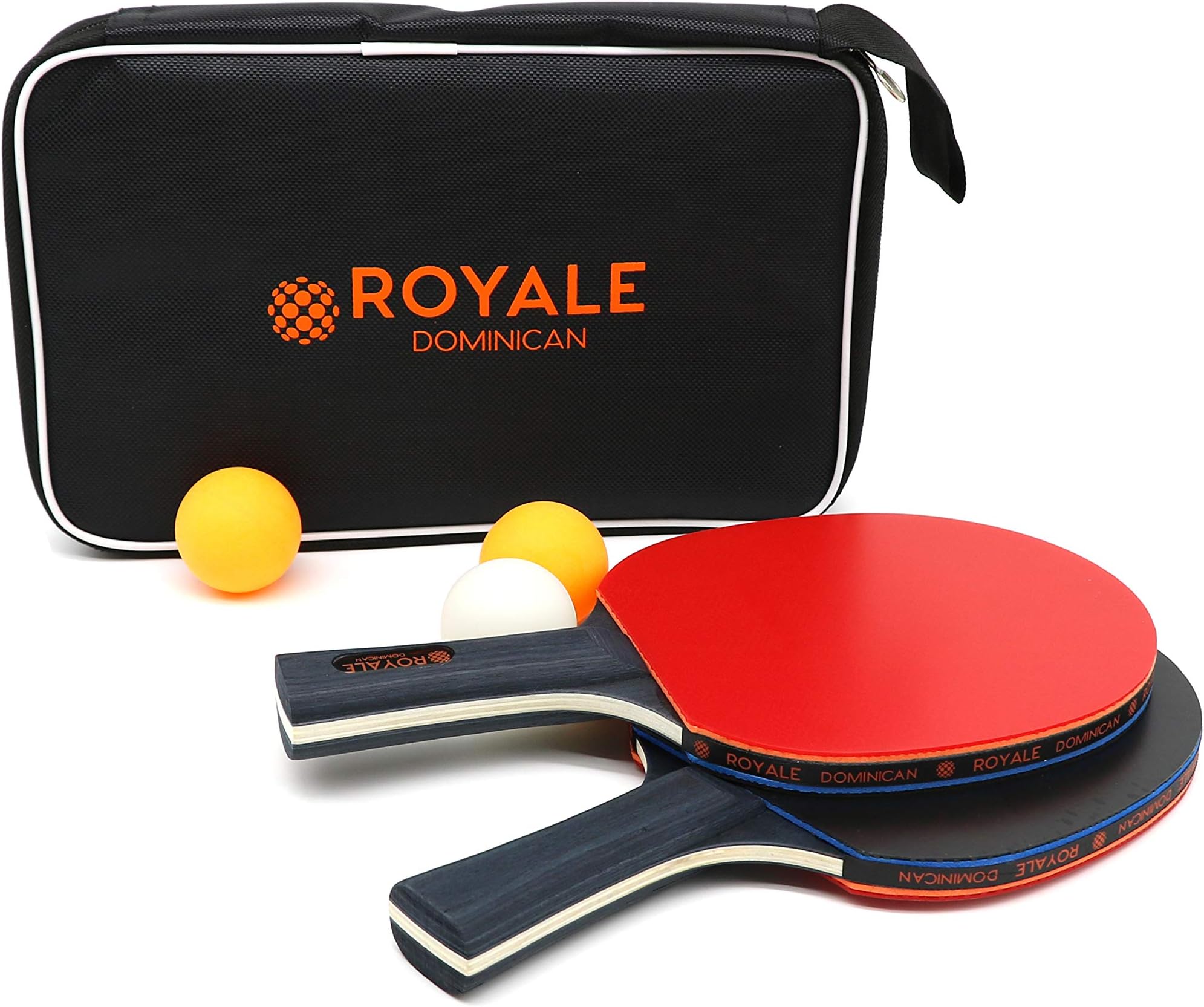 R.D Certified 2 Table Tennis Bats Set with Case - Power TT Ping Pong Racket Paddle - includes 2 Carbon Fibre Bats with Cover
