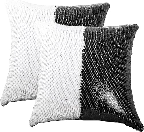 Miniatura 9 de HMQIANG Juego de 2 fundas de almohada de lentejuelas de 16 x 16 pulgadas, con purpurina, reversibles, personalizadas, sublimación en blanco,