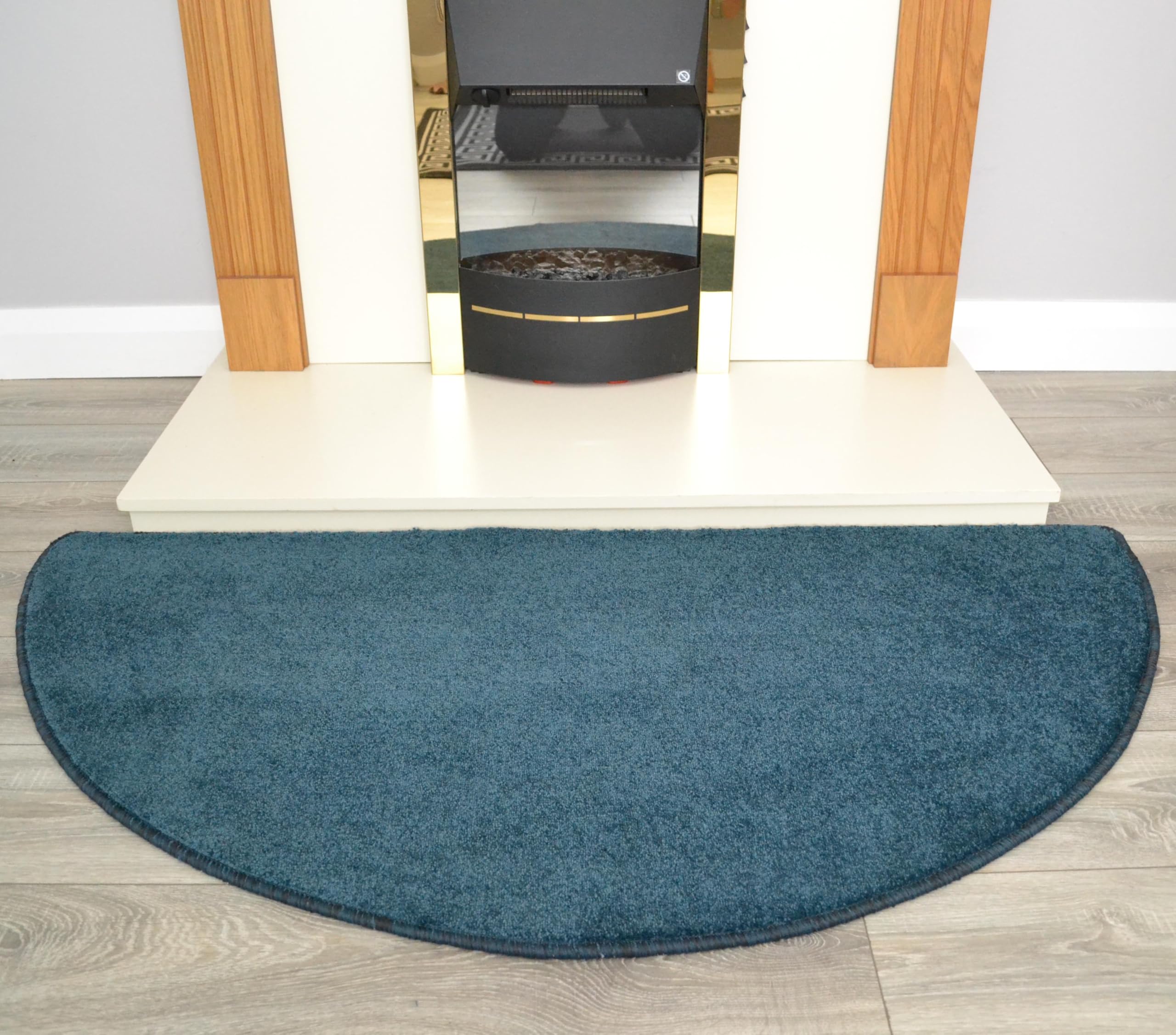 Half Moon Rug Fireplace Living Room Hearth Semi Circle Floor Rugs (Kingfisher, 70cm x 137cm)
