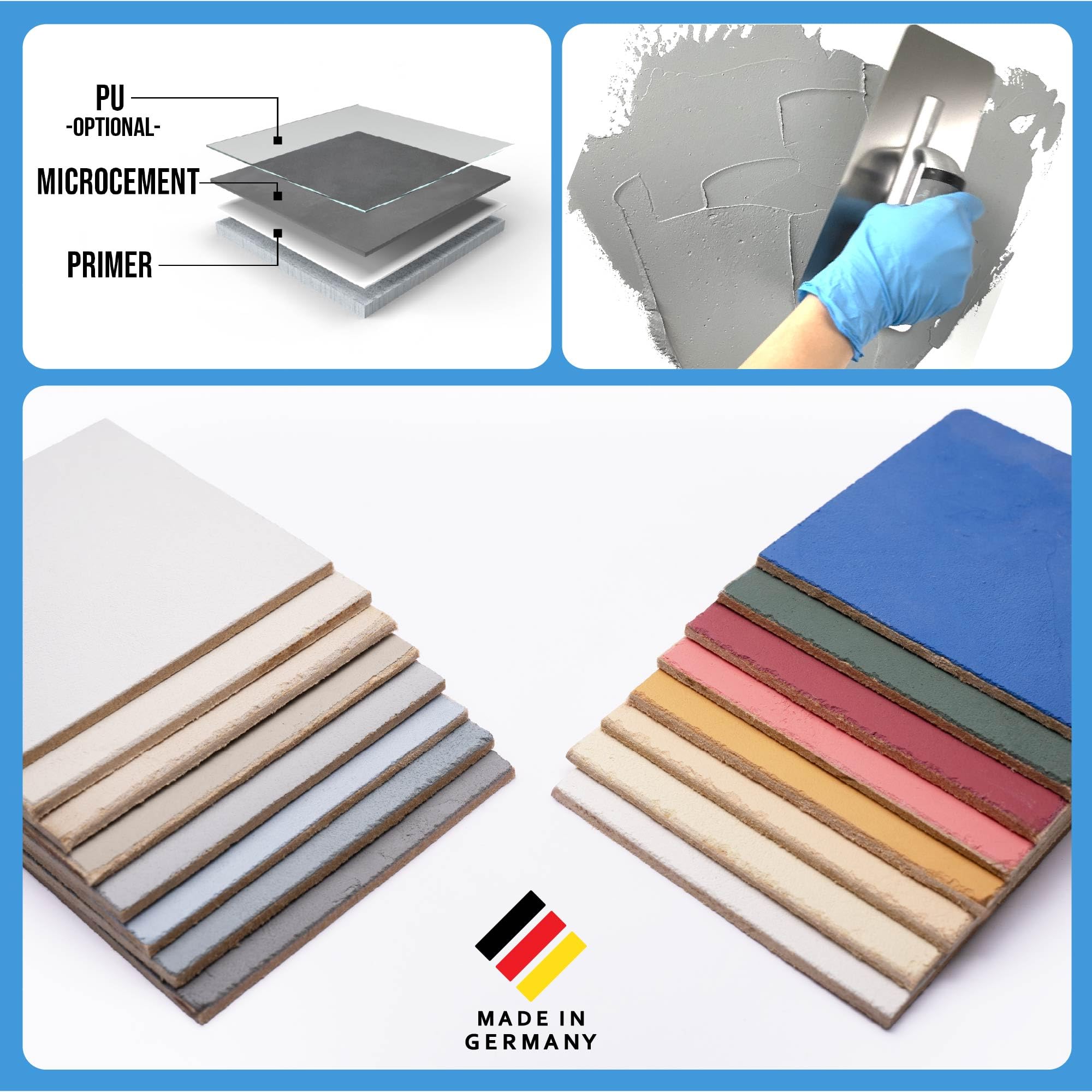EPODEX Microcemento Set para Paredes - Mocca | Estuco Estructurado & Decorativo, Resina & Pigmentos, Para Azulejos, Madera, Hormigón, Interior & Exterior, 7 m² (2 manos)