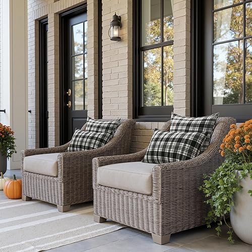 Vista 6 de MIULEE Juego de 2 fundas de almohada de tartán escocés de otoño, clásicas, decorativas, para exteriores, decoración de Halloween, Acción de Gracias