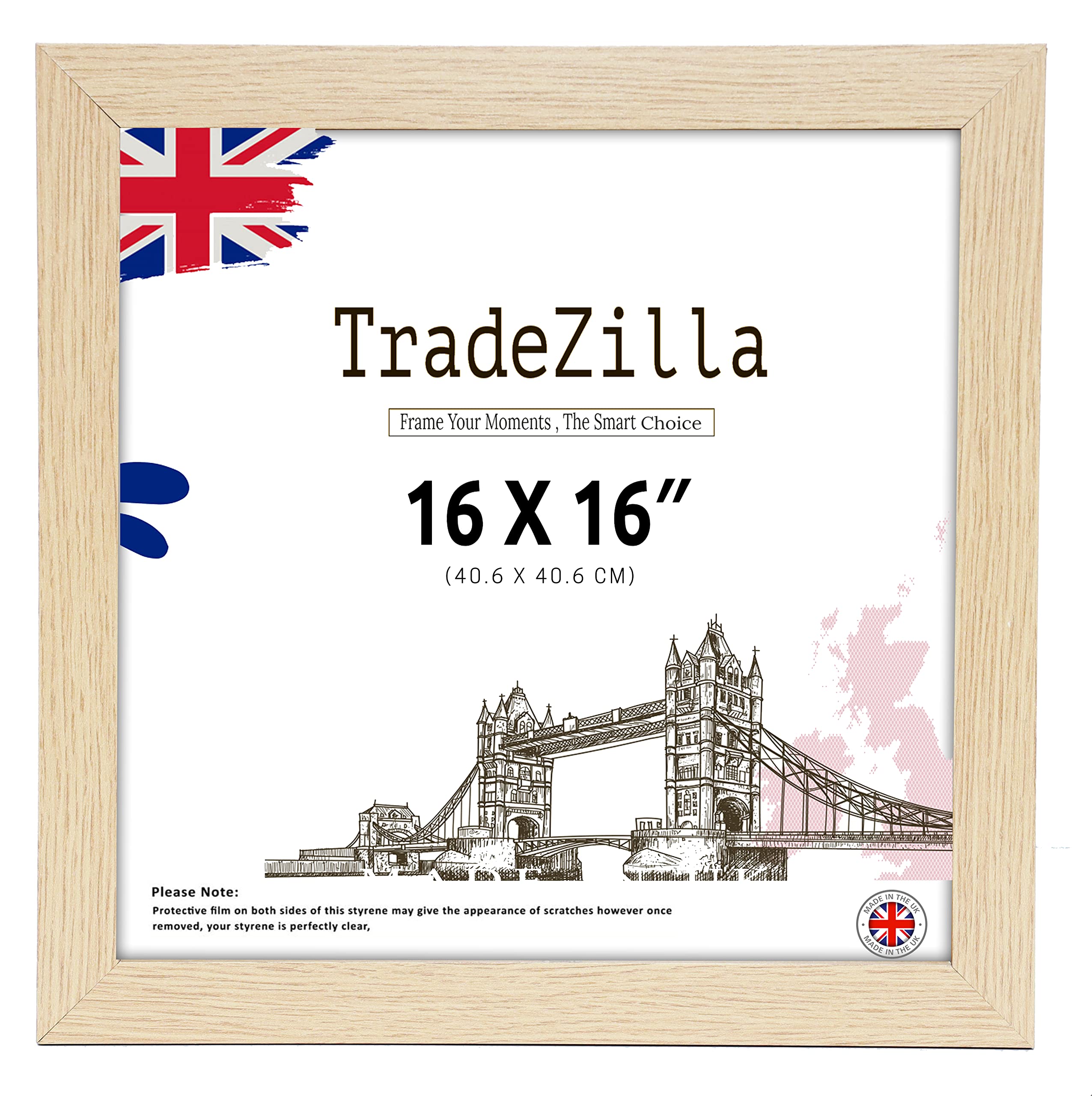 TradeZilla ® | Large Pine Picture Frame (40 x 40 CM) Photo Frame 16 x 16 for Wall Poster from The Range 400 x 400 mm [ Pine ]