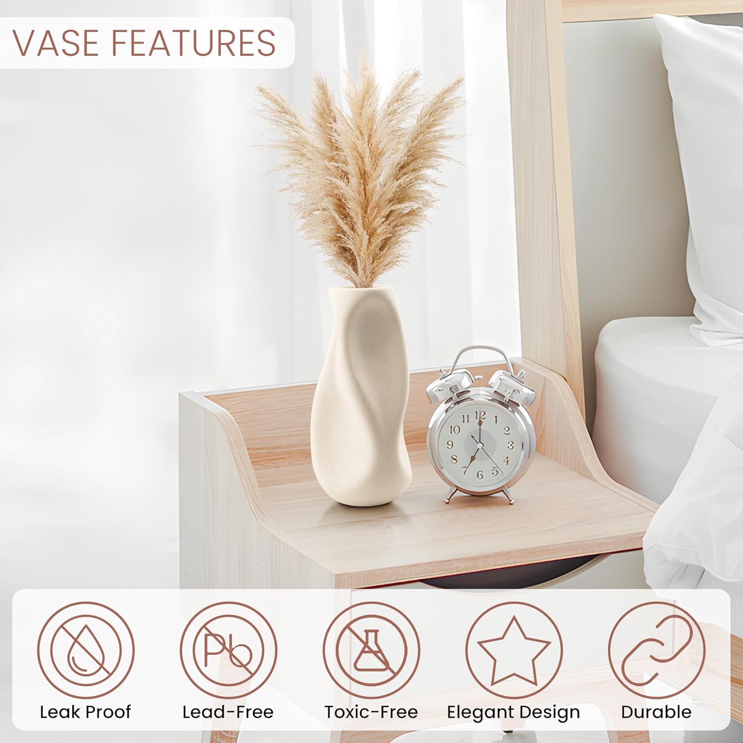 Elegant Small Ceramic Vase Home Decor Flower Vase, Ideal for Displaying Delicate Blooms as a Bud Vase, Perfect Addition to Any Room, Bedroom, Office, Living Room, Bathroom and More.