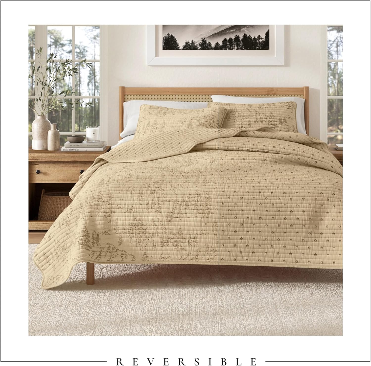 Great Bay Home King Reversible Rustic Lodge Bear Bedspread Quilt with Shams - All Season Cabin Coverlet Bedding Set (Includes 1 Quilt, 2 Pillow Shams) - Image 4