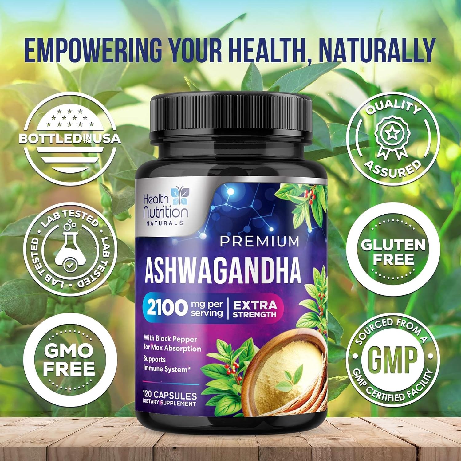 Ashwagandha Supplements - 2100mg Ashwagandha Capsule for Women & Men, Natural Antioxidant Support, Ashwa Root Extract, Extra Strength Calm Support with Black Pepper, Vegan & Gluten Free - 120 Capsules - Image 4