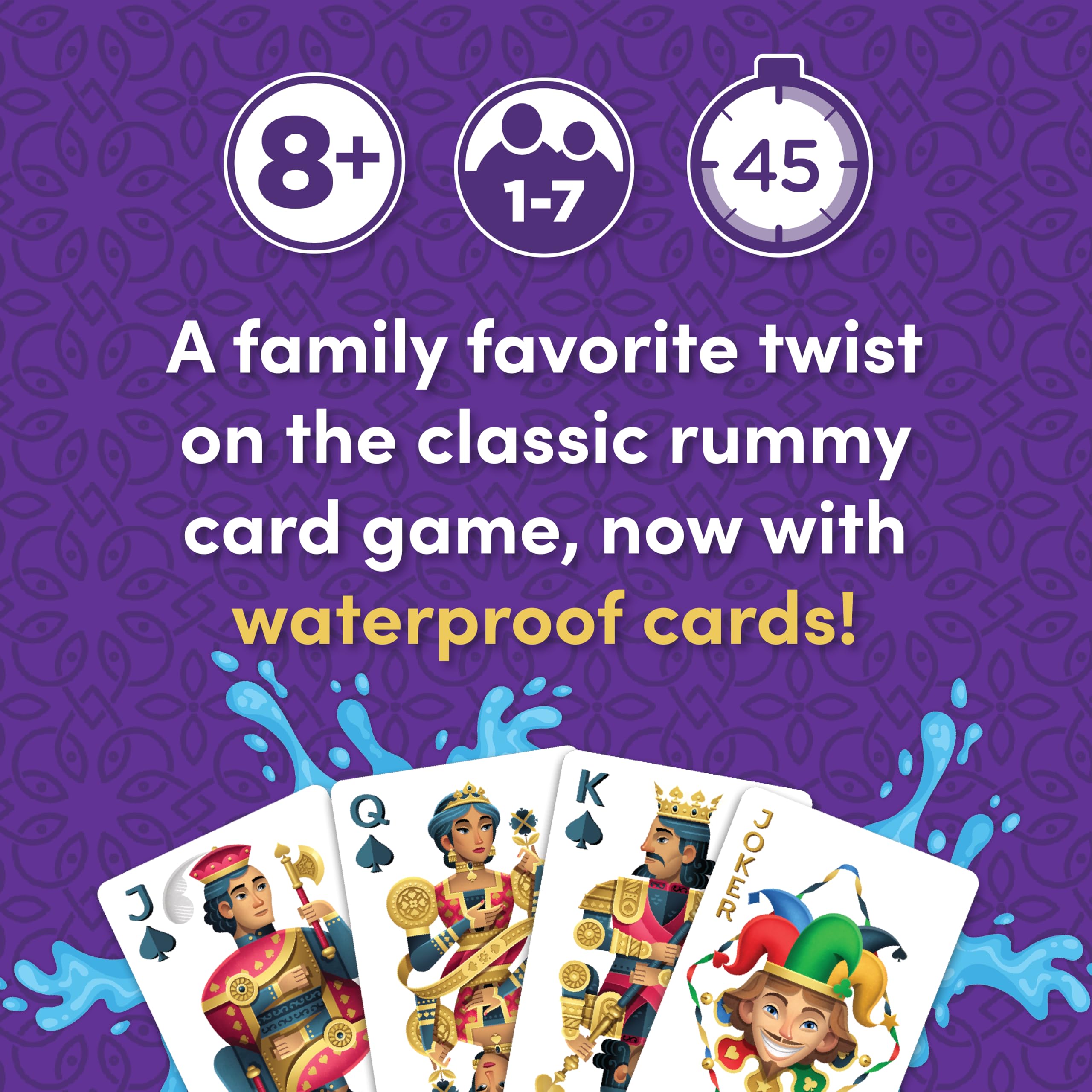 Five Crowns Wasserdichtes Kartenspiel im Rommé-Stil für Kinder, Familienspielabend | Familienspielabend, Reisespiele, Bildschirmfrei, Urlaubsspiel, Spielkarten, Sammlerdose, Preisgekrönt