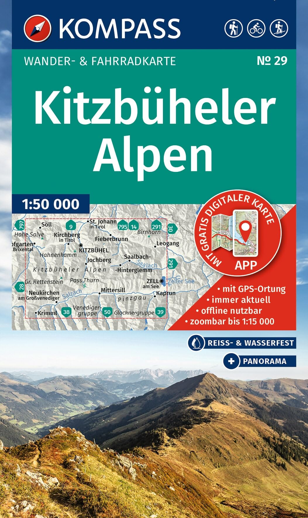 KOMPASS Wanderkarte 29 Kitzbüheler Alpen 1:50.000: Wander- und Fahrradkarte in einem - inklusive Offline-Verwendung in der KOMPASS-App. Wander-& Radwege. Panorama. Skitouren. Langlaufen. Reiten.