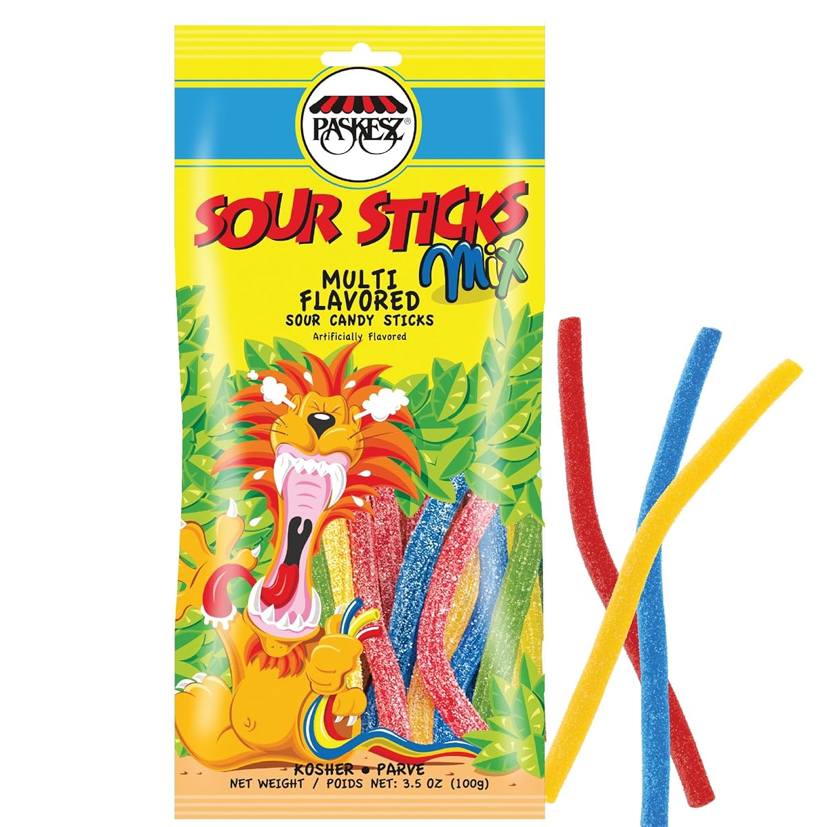 DOUzzle Back To School Sour Sticks Chewy Candy Straws Rainbow