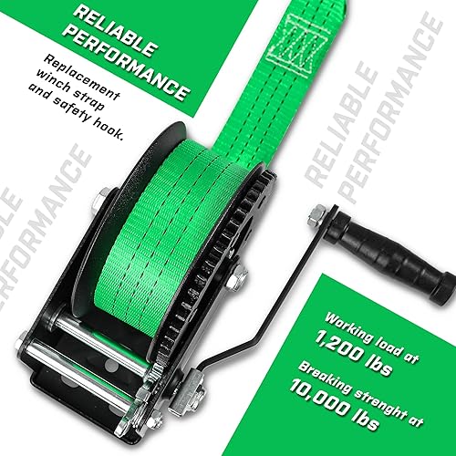 Miniatura 3 de Cabrestante de remolque de barco resistente de 1200 libras con correa de 30 pies, con gancho, trinquete de 2 vías y cabrestante de remolque de