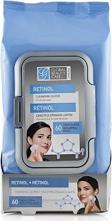 Global Beauty Care Retinol Makeup Remover Wipes - Gentle Daily Facial Cleansing Wipes for Sensitive Skin, Anti-Aging, Hydrating & Renewing For Radiant Smooth Skin, Travel-Friendly, 60 Count (1-Pack)