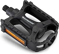 Schwinn Alloy/Composite Bike Pedals Set of 2, 9/16" & 1/2" Axle, Durable Grip & Reflectors for Most Adult Bikes - Easy Install