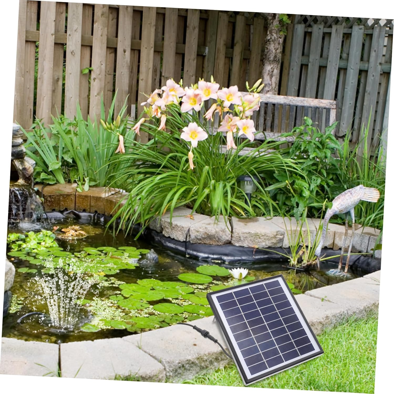 H Solar Water Fountain Outdoor Decorative Pump Solar-powered Easy to Install